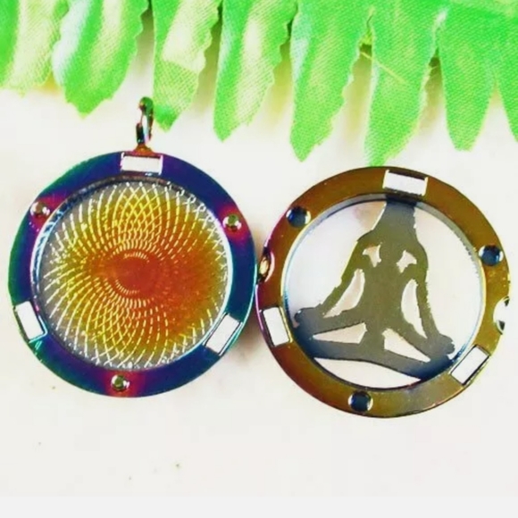 New Rainbow Hematite Yoga Open Design Pendant. - Picture 3 of 4